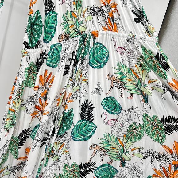 City Chic Jungle Print Halter Maxi Dress Women's 14 Flowy Travel Resort Vacation - Picture 9 of 11